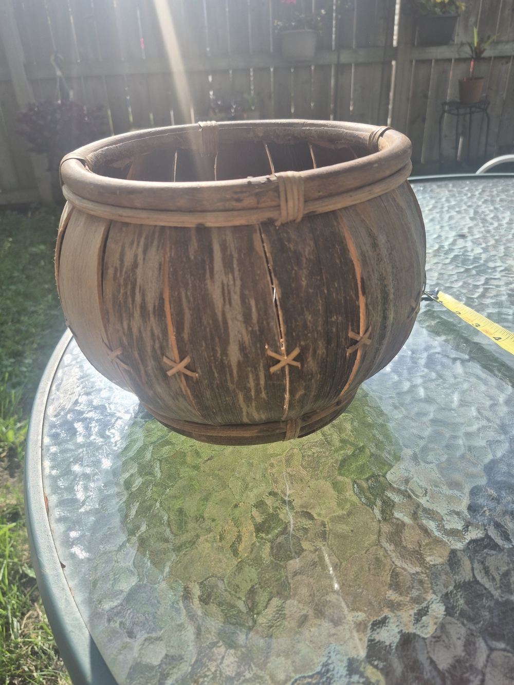 Vintage Palm Sheath Plant Holder/Basket- Boho Rustic Chic